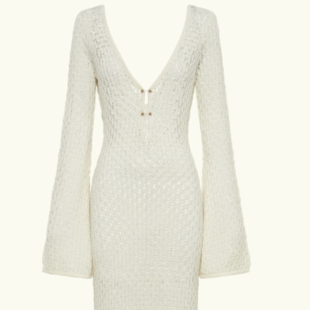NWT Meshki Kayleigh Crochet Fishtail Maxi Dress – White – Size S